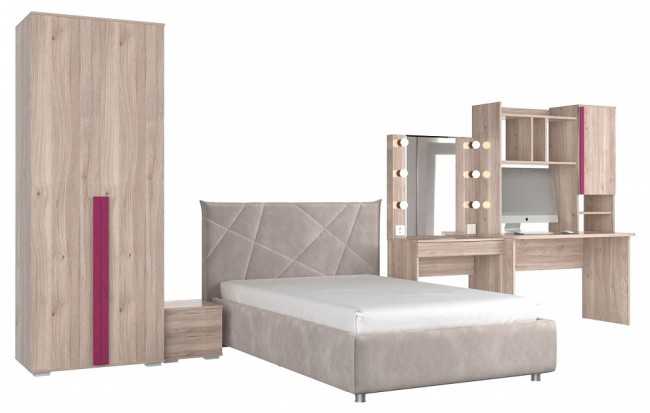 Гарнитур для детской Лайк КД62 (дуб мария дуб мария, фуксия капучино )