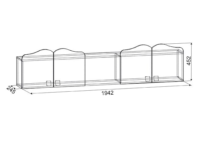 Полка комбинированная Амели MDA-04 (дуб молочный дуб молочный с рисунком  1942x245x452)