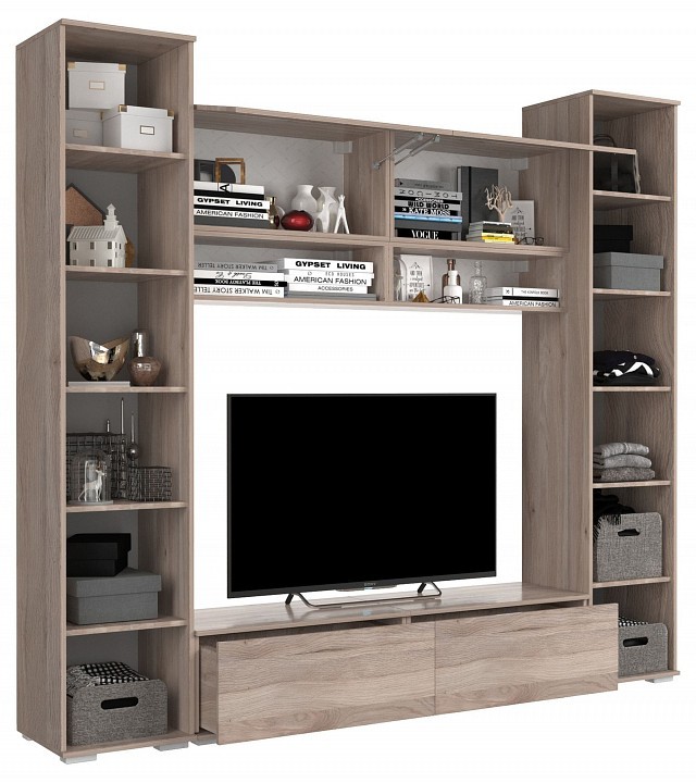 Стенка для гостиной Лайк КГ18 (дуб мария дуб мария, фуксия  )