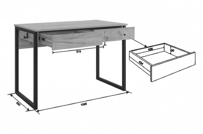 Стол письменный Юниор (графит, черный муар графит 1100x580x750) Стол письменный Юниор (графит, черный муар графит 1100x580x750)