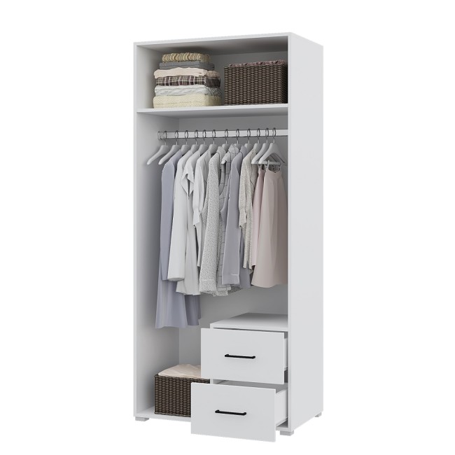 Шкаф двухдверный с ящиками Victor, белый/бетон