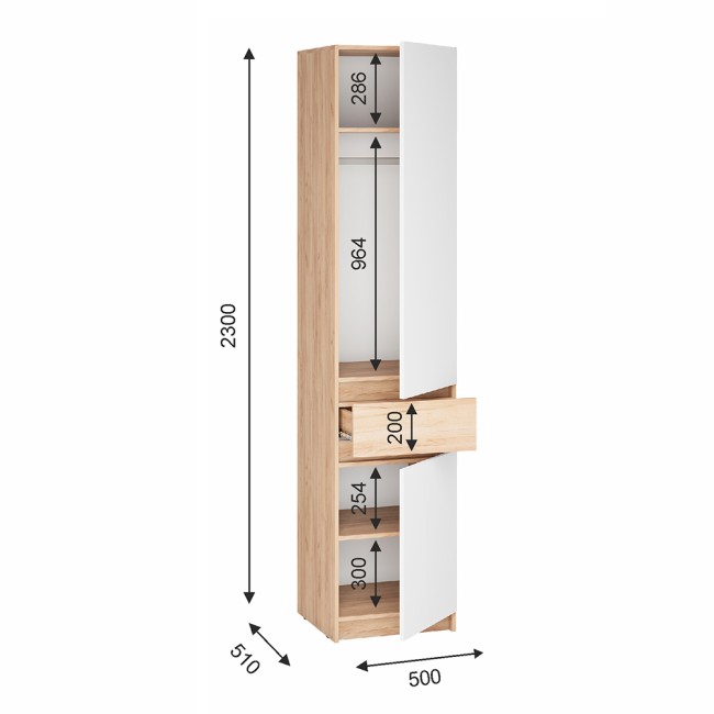 Шкаф Стоуби ШК-500 дуб крафт/белый глянец Шкаф Стоуби ШК-500 дуб крафт/белый глянец