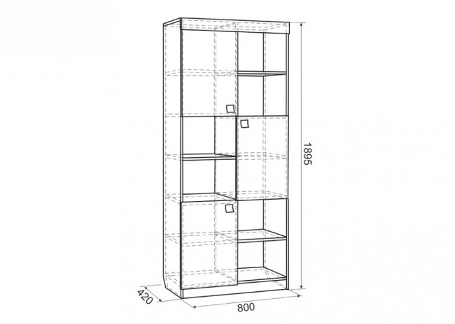 Стеллаж комбинированный Энерджи (дуб сонома белый с рисунком, дуб сонома  800x420x1895)