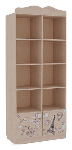 Стеллаж комбинированный Амели MDA-03 (дуб молочный дуб молочный с рисунком  800x419x1905)