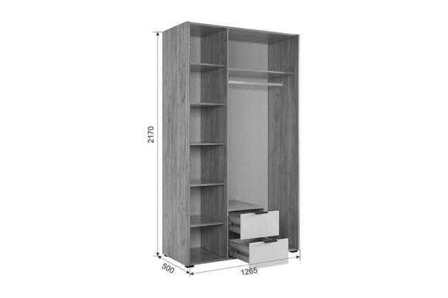 Гарнитур для спальни Адам К1 (дуб крафт золотой белое дерево, зеркальный белоснежный )