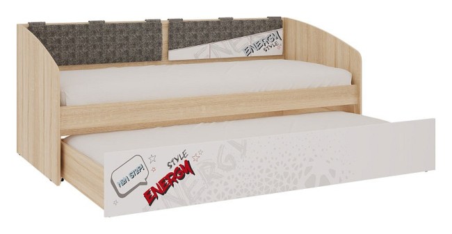 Кровать Энерджи (дуб сонома белый с рисунком коричневый 2042x865x783)