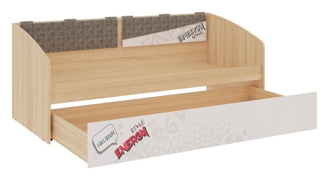 Кровать Энерджи (дуб сонома белый с рисунком коричневый 2042x865x783)