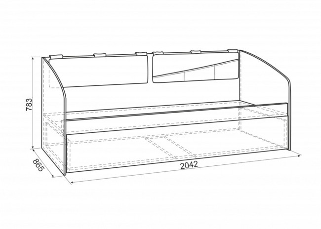 Кровать Энерджи (дуб сонома белый с рисунком коричневый 2042x865x783)