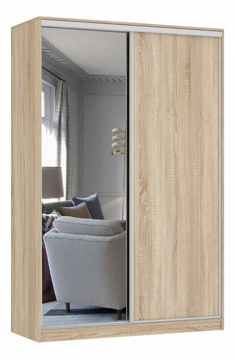 Шкаф-купе Гранд 1-600 (дуб сонома дуб сонома, зеркальный  1500х604х2305)