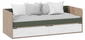 Кровать Лео ТД-410.12.01 (гикори джексон, дымчатый зеленый белый  2032x856x653)