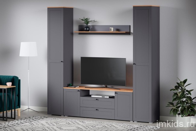 Полка 16.484 Остин Серый Графит, Дуб Золотой