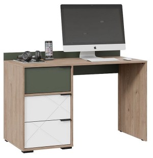 Стол письменный Лео ТД-410.15.02 (гикори джексон белый, дымчатый зеленый  1210x560x819)