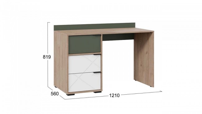 Стол письменный Лео ТД-410.15.02 (гикори джексон белый, дымчатый зеленый  1210x560x819)