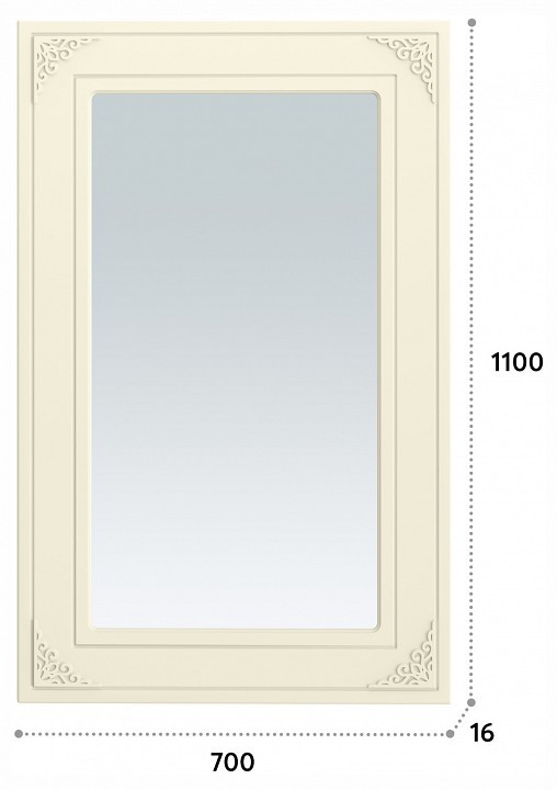 Зеркало настенное Ассоль АС-75 (ваниль   700x16x1100)