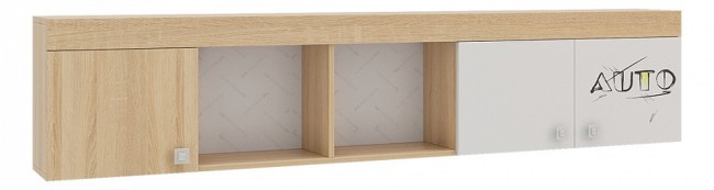 Полка комбинированная Форсаж (дуб сонома белый с рисунком, дуб сонома  2052x244x450)