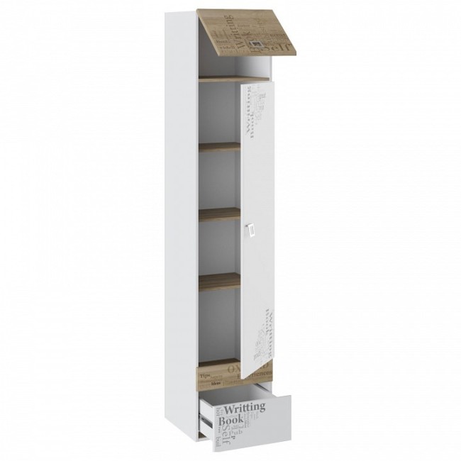 Шкаф для белья Оксфорд ТД-139.07.21 (белый белый, ривьера  438x450x2203)