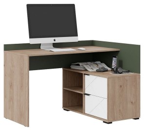 Стол письменный Лео ТД-410.15.03 (гикори джексон, дымчатый зеленый белый  1227x900x819)