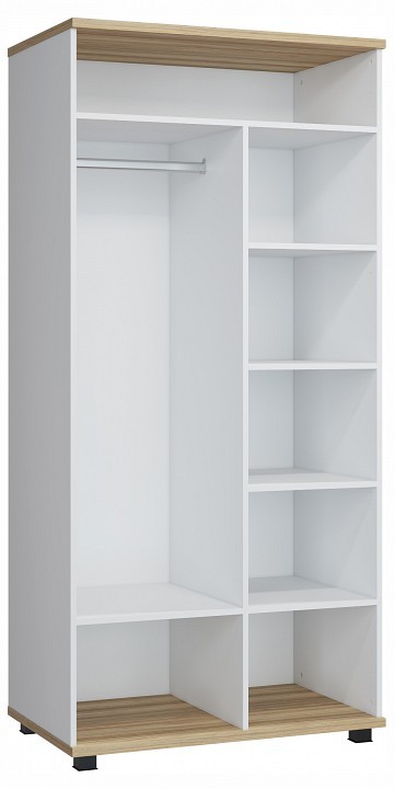 Шкаф платяной СкайЛайт СЛ-06К (белый, блэквуд ячменный меренга  934x580x1980)