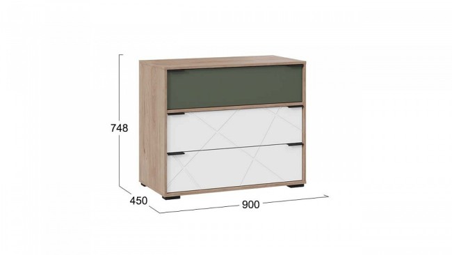 Комод Лео ТД-410.04.01 (гикори джексон белый, дымчатый зеленый  900x450x748)