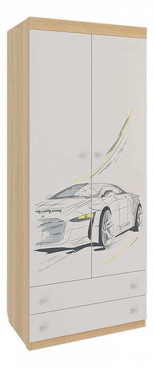 Шкаф платяной Форсаж (дуб сонома белый с рисунком  800x420x1895)