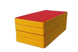 Мат № 5 (100 х 200 х 10) складной 3 сложения "KMSsport" красно/жёлтый