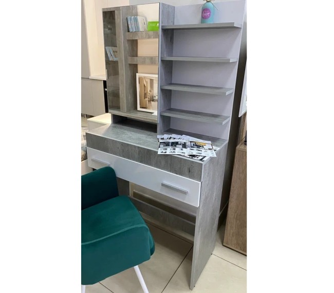 Столик туалетный Инстайл СТ-01, бетон/белый