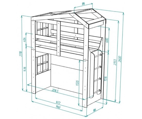 Кровать домик с открытой нишей Сказка