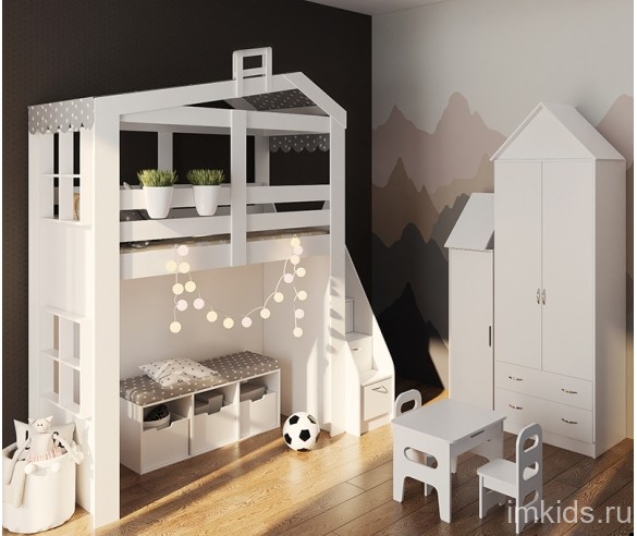 Кровать домик с открытой нишей Сказка