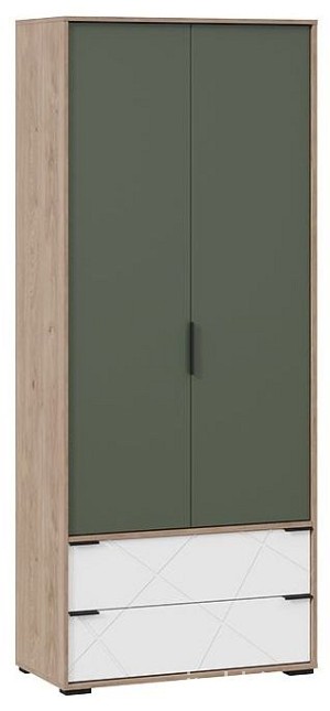 Шкаф платяной Лео ТД-410.07.22 (гикори джексон белый, дымчатый зеленый  900x448x2162)