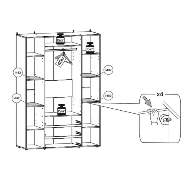 Шкаф для одежды и белья Nature 555, дуб табачный