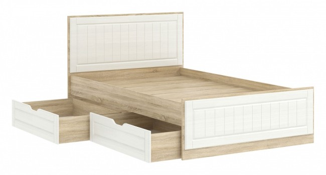 Кровать полутораспальная Оливия НМ 040.34-02 (дерево белое, дуб сонома   2058x1290x994)