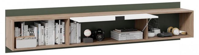 Полка навесная Лео ТД-410.12.21 (гикори джексон, дымчатый зеленый белый  2032x300x440)