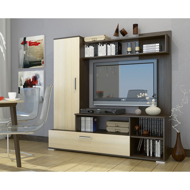 Стенка в гостиную Лима, венге/дуб молочный