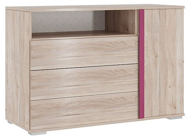 Тумба комбинированная Лайк 26.01 (дуб мария дуб мария, фуксия  1050x420x720)