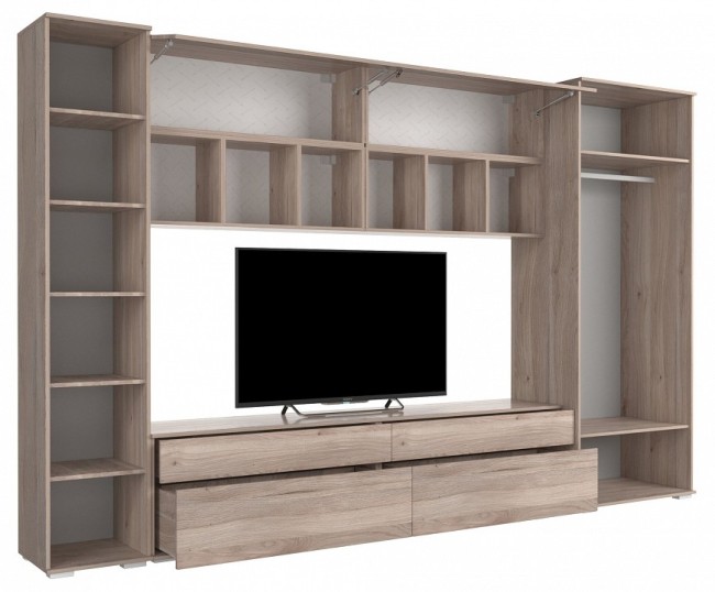 Стенка для гостиной Лайк КГ10 (дуб мария дуб мария, фуксия  )