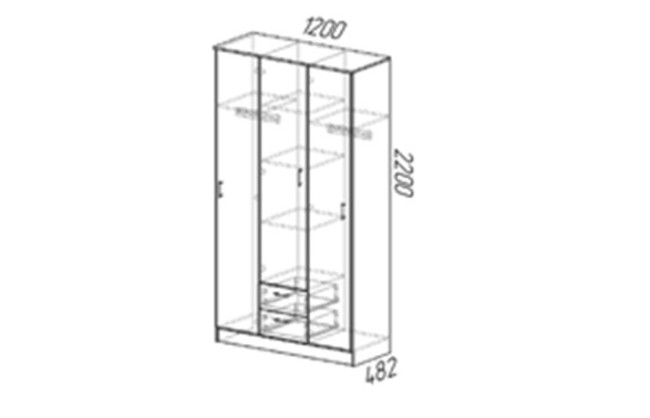 Шкаф 3х дверный ТРИО Венге/лоредо