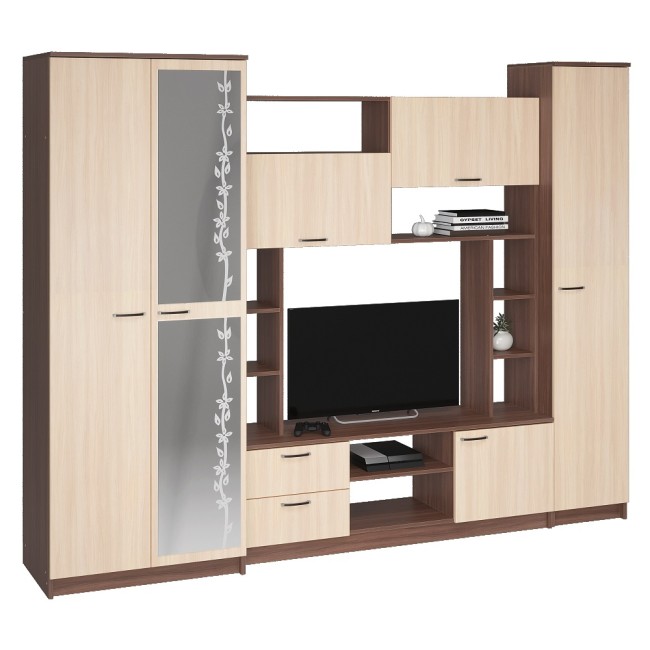 Стенка в гостиную Марта-11, ясень шимо темный/ясень шимо светлый