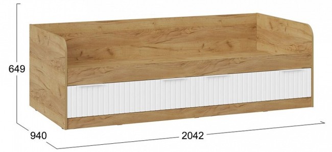 Кровать Хилтон Тип 1 (дуб крафт золотой белый  2042x940x649)