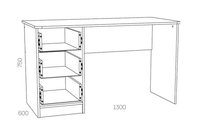 Стол письменный Оливия НМ 011.47-01 М2 (дуб сонома дерево белое  1300x600x750)