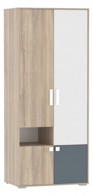 Шкаф платяной Элиот (вяз либерти светлый белый фасадный, вяз либерти светлый, маренго  934x586x2202)