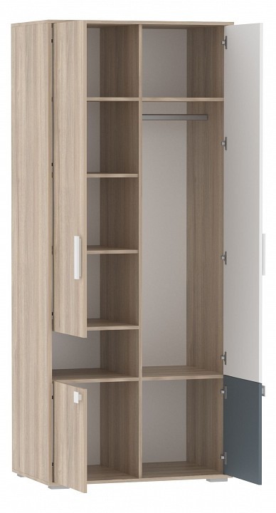 Шкаф платяной Элиот (вяз либерти светлый белый фасадный, вяз либерти светлый, маренго  934x586x2202)