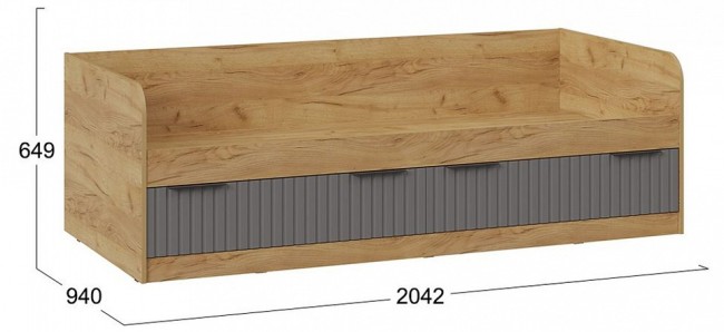 Кровать Хилтон Тип 1 (дуб крафт золотой графит  2042x940x649)