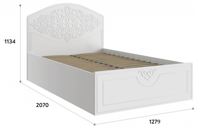 Кровать полутораспальная Ассоль АС-68 (белое дерево   2070x1279x1134)