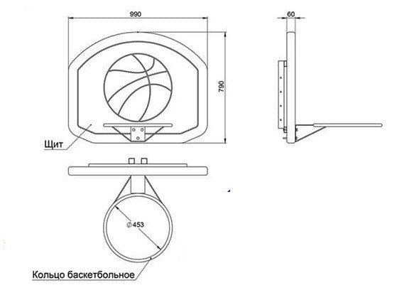 VERESK Дополнительный модуль "Кольцо баскетбольное на щите" под стандартный мячик