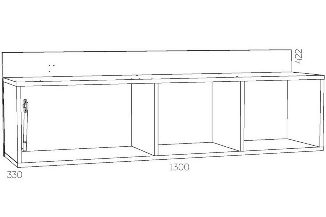 Полка комбинированная Оливия НМ 011.38-01 М1 (дуб сонома дерево белое  1300x330x422)