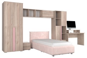 Гарнитур для детской Лайк К105 (дуб мария дуб мария, роуз нежно-розовый )