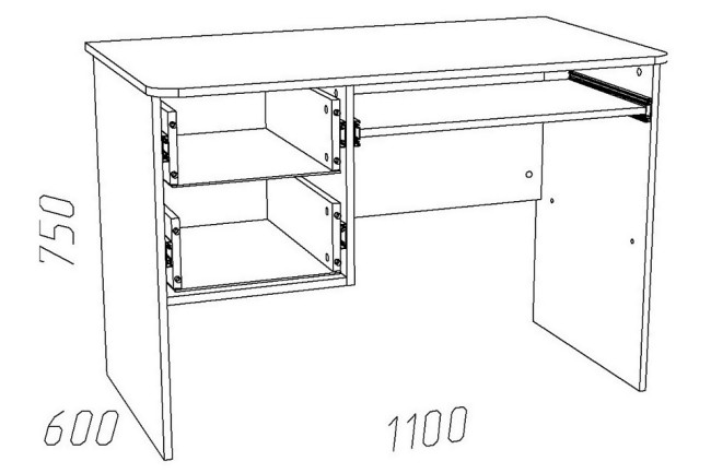 Стол компьютерный Акварель НМ 009.19-05 М2 (дуб сонома дуб сонома, капучино  1100x600x750)
