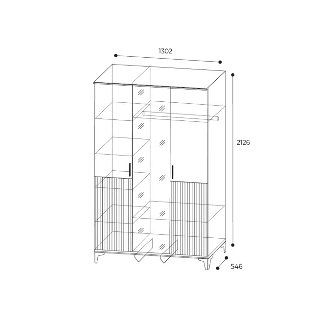 Шкаф 3-х дверный для одежды Дюна