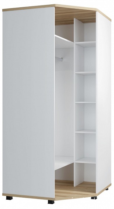 Шкаф платяной СкайЛайт СЛ-01К (белый, блэквуд ячменный меренга  924x924x1980)