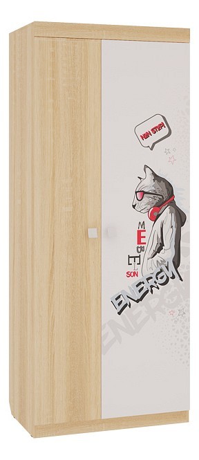 Шкаф платяной Энерджи (дуб сонома белый с рисунком, дуб сонома  900x580x2200)